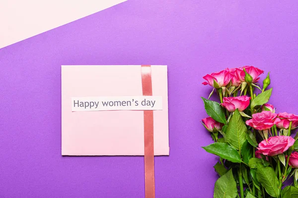 Composition for International Women's Day on color background — Stock Photo, Image