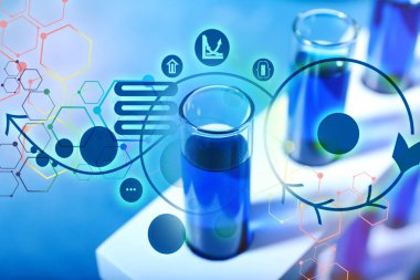 Test tüpleri örnekleri, closeup ile