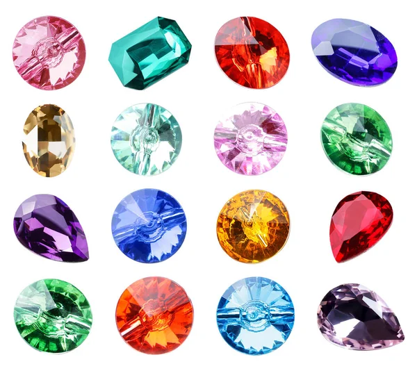 Different precious stones for jewellery on white background — Stock Photo, Image