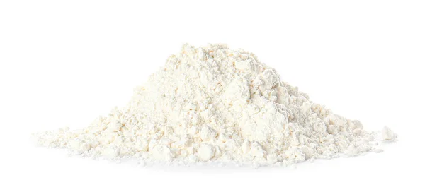 Montón de harina sobre fondo blanco — Foto de Stock