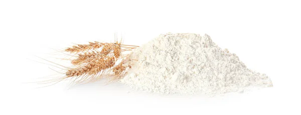 Heap of flour on white background — Stock Photo, Image
