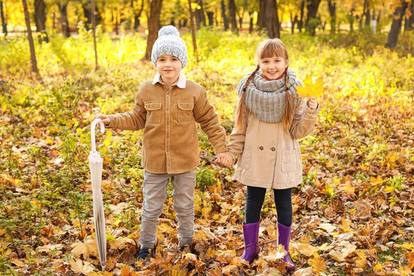 Cute little children in autumn park — Stock Photo, Image