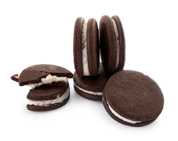 Tasty chocolate cookies on white background — Stock Photo, Image