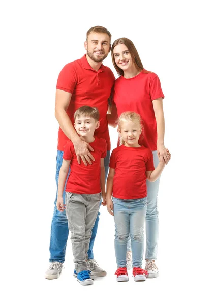 Retrato de familia feliz sobre fondo blanco — Foto de Stock