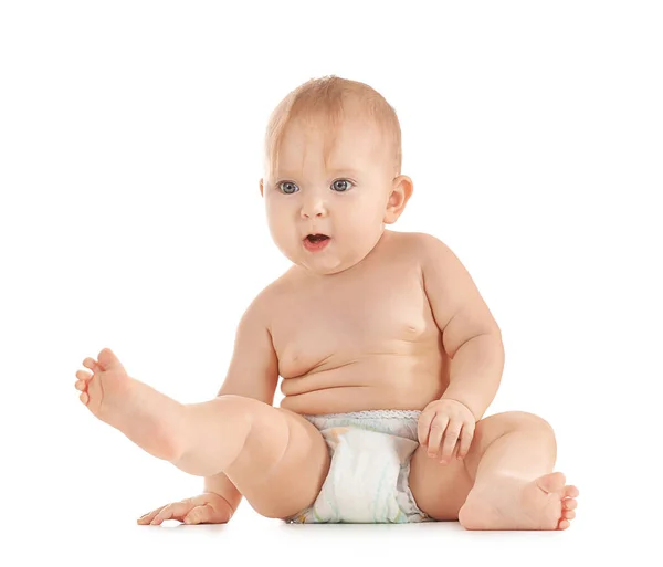 Retrato de bebé lindo sobre fondo blanco — Foto de Stock