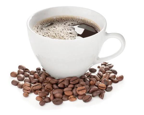 Kopje hete koffie op witte achtergrond — Stockfoto