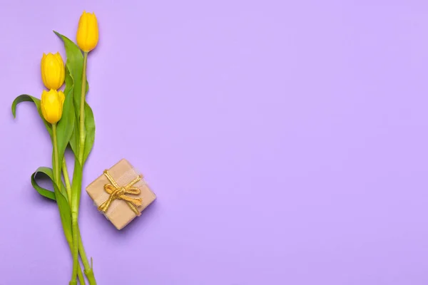 Composition for International Women's Day on color background — Stock Photo, Image