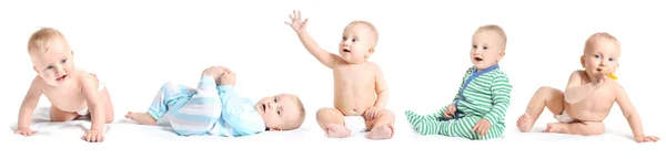 Collage with cute funny baby on white background — Stock Photo, Image