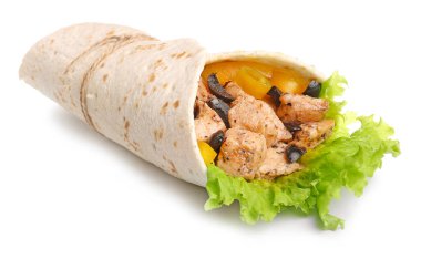 Tasty doner kebab on white background clipart