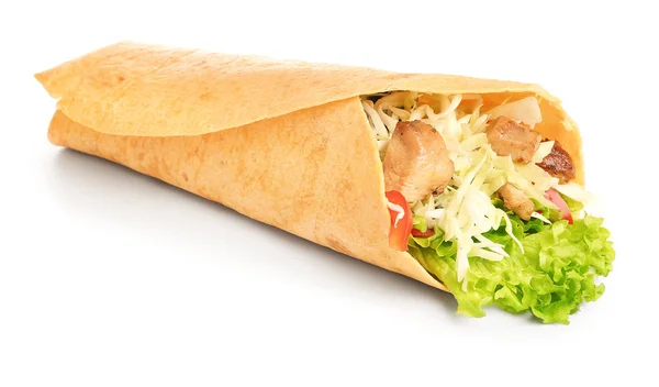 Tasty doner kebab on white background — Stock Photo, Image