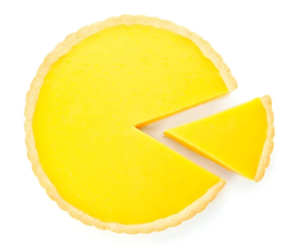 Torta de limão saborosa no fundo branco — Fotografia de Stock