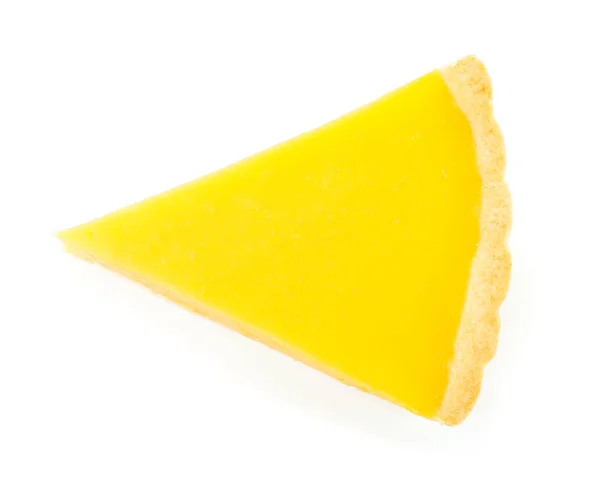 Slice of tasty lemon pie on white background — 스톡 사진