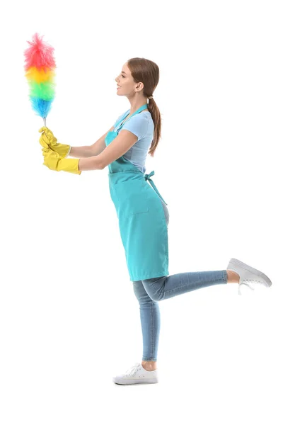 Portrait of janitor on white background — Stock Photo, Image