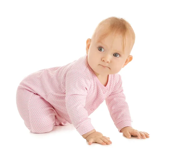Retrato de bebê bonito no fundo branco — Fotografia de Stock
