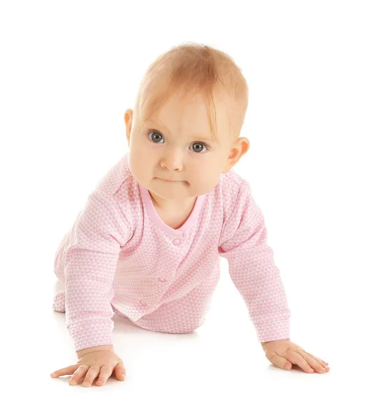 Portrait of cute baby on white background — 스톡 사진
