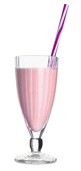 Glass of tasty milkshake on white background — Stock Photo, Image