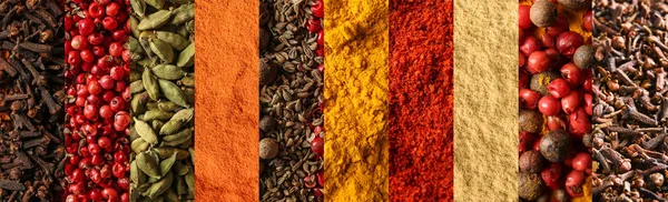 Uppsättning olika aromatiska kryddor — Stockfoto