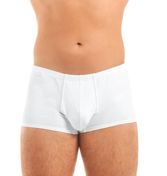 Young man in underwear on white background — Stock Photo, Image