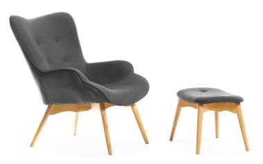 Modern koltuk ve beyaz arka planda durmak