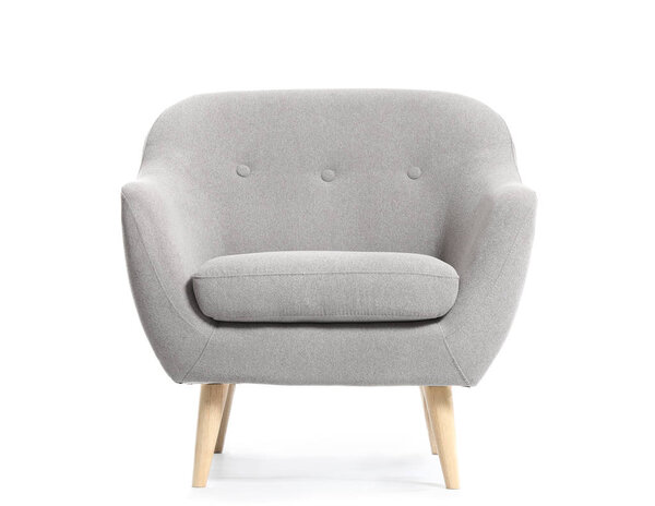 Modern armchair on white background