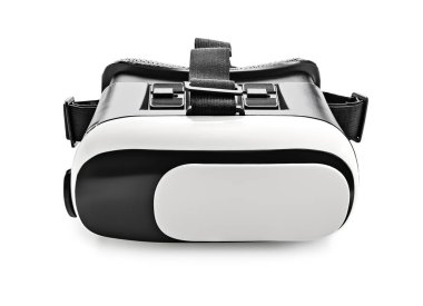 Modern virtual reality glasses on white background