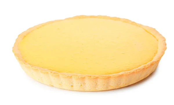 Tarte au citron savoureuse sur fond blanc — Photo