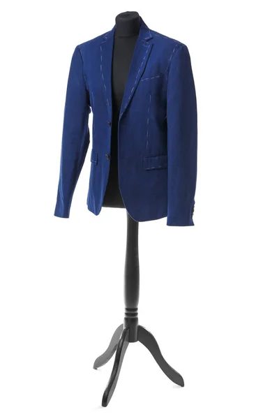 Mannequin with half-finished jacket on white background — Stock Photo, Image