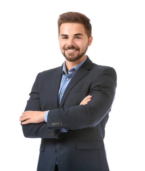 Portrait of handsome businessman on white background — Stock Photo, Image