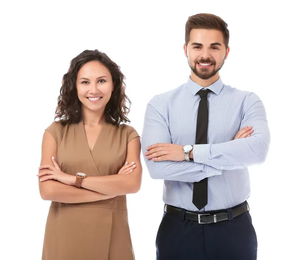 Portrait of young business people on white background — Stock Photo, Image