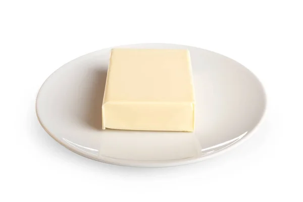 Beurre frais sur fond blanc — Photo