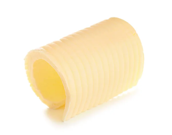 Kudrlinky čerstvého másla na bílém pozadí — Stock fotografie