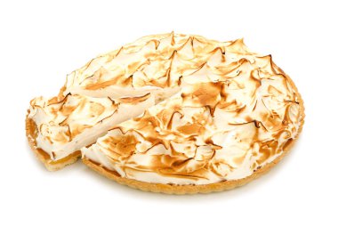 Beyaz zemin üzerine lezzetli limon pasta