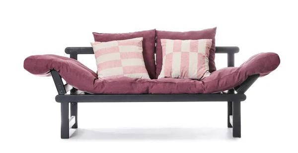 Bekväm soffa på vit bakgrund — Stockfoto