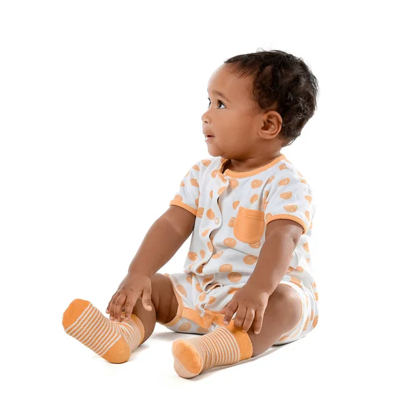 Cute African-American baby isolated on white — Stock Photo, Image