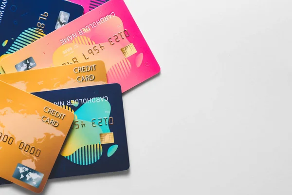 Different credit cards on white background — Stock Photo, Image