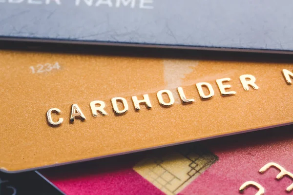 Closeup view of different credit cards — Stock Photo, Image