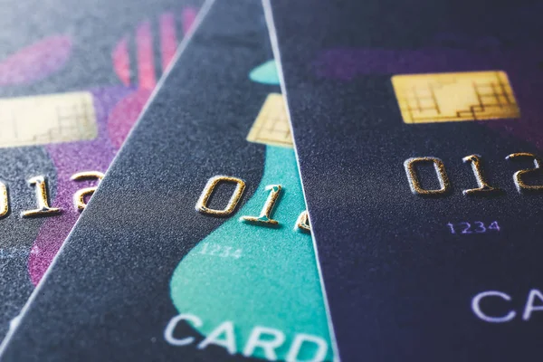 Closeup view of different credit cards — Stock Photo, Image