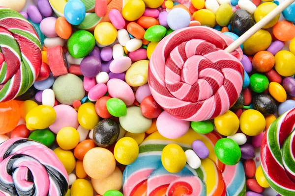 Assortment of tasty candies, closeup — 스톡 사진