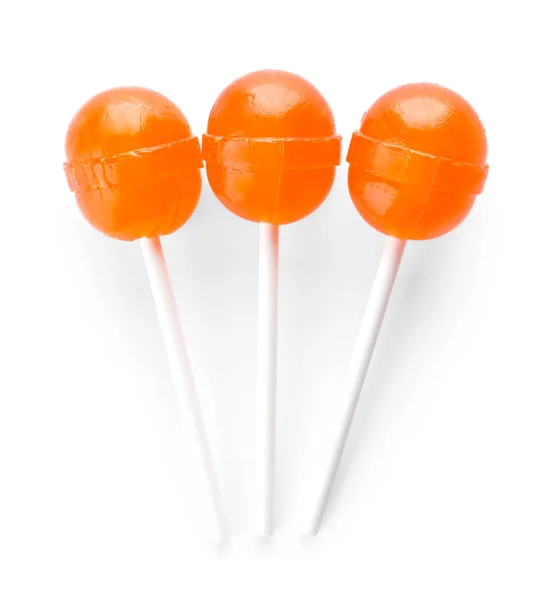 Tasty lollipops on white background — 스톡 사진