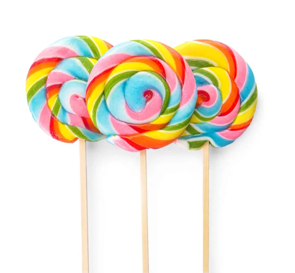 Tasty lollipops on white background — 스톡 사진