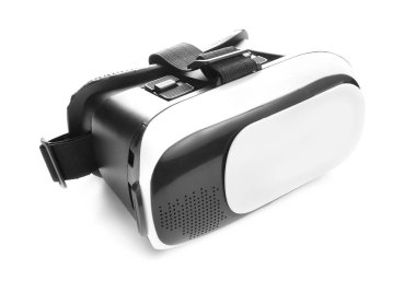 Modern virtual reality glasses on white background