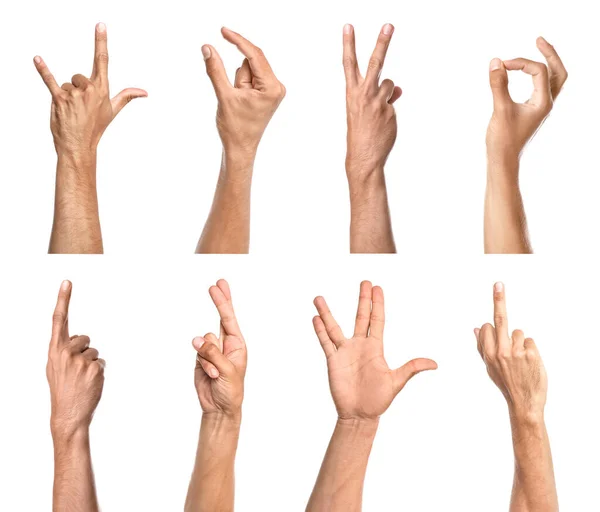 Gesturing male hands on white background — Stock Photo, Image