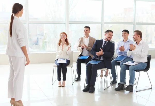 Businesswoman holding a meeting in office — 스톡 사진