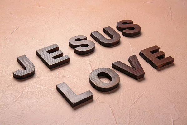 Text JESUS LOVE on color background — 스톡 사진