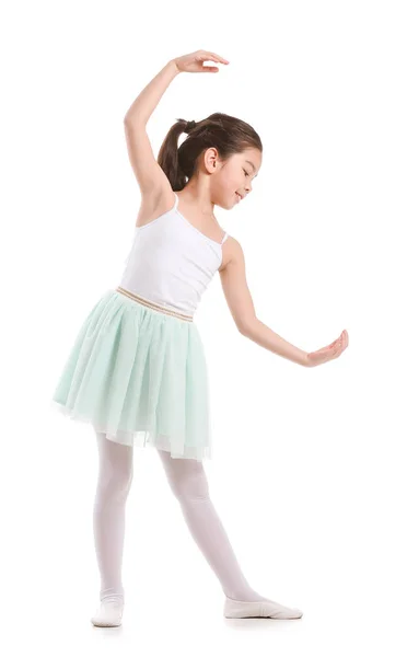 Niedliche kleine Ballerina auf weißem Hintergrund — Stockfoto