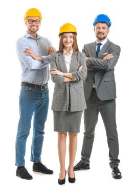 Beyaz arkaplanda bir grup mühendis