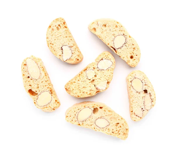 Sweet almond cookies on white background — Stok fotoğraf
