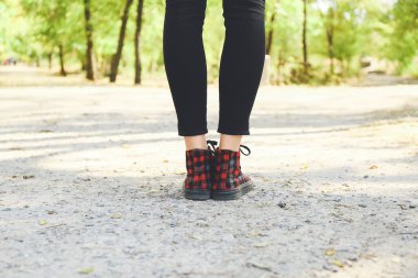 Young woman standing on road. Concept of choice