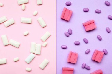 Renk arkaplanında farklı sakız çiğneme