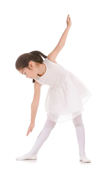 Симпатична маленька балерина на білому тлі — стокове фото